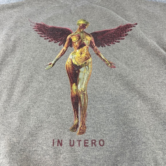 Nirvana In Utero Graphic Sweatshirt Heather Gray Crewneck Band Merch Size L - Picture 10 of 10